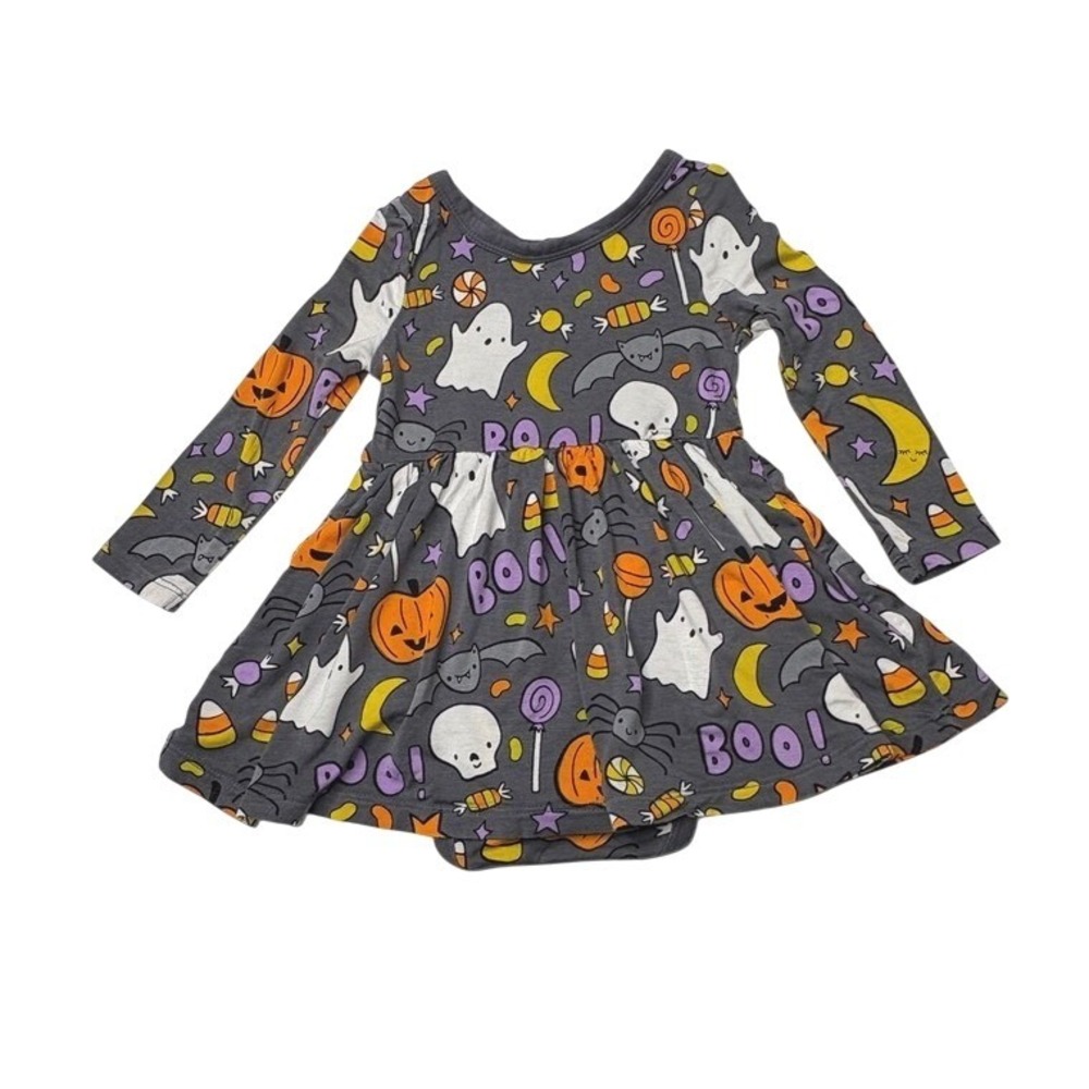 Little Sleepies Bamboo Gray Halloween Treats Twirl Dress 6-12 Months Whimsigoth